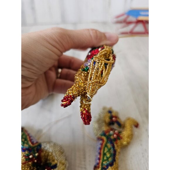 Vintage beaded circus horse unique ornament Xmas tree set all - Picture 12 of 13